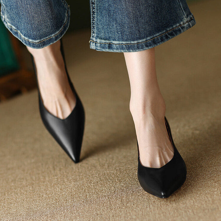 Elegant Wedding Shoes for Women with Pointed Toe Kitten Heel Slip On Style