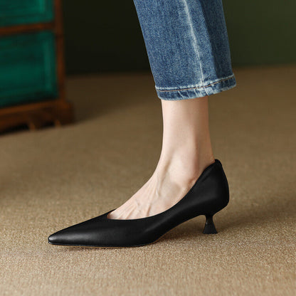 Elegant Wedding Shoes for Women with Pointed Toe Kitten Heel Slip On Style