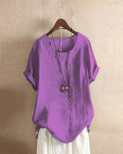 Bella | Women Button Detail Casual Short Sleeve Blouse