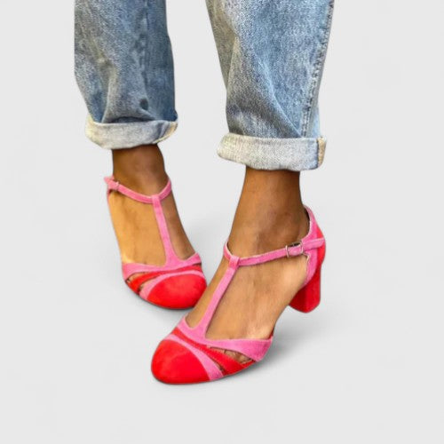 Comfortable Berry Red Slip On Shoes for Women with Round Toe Cushioned Footbed Casual Style