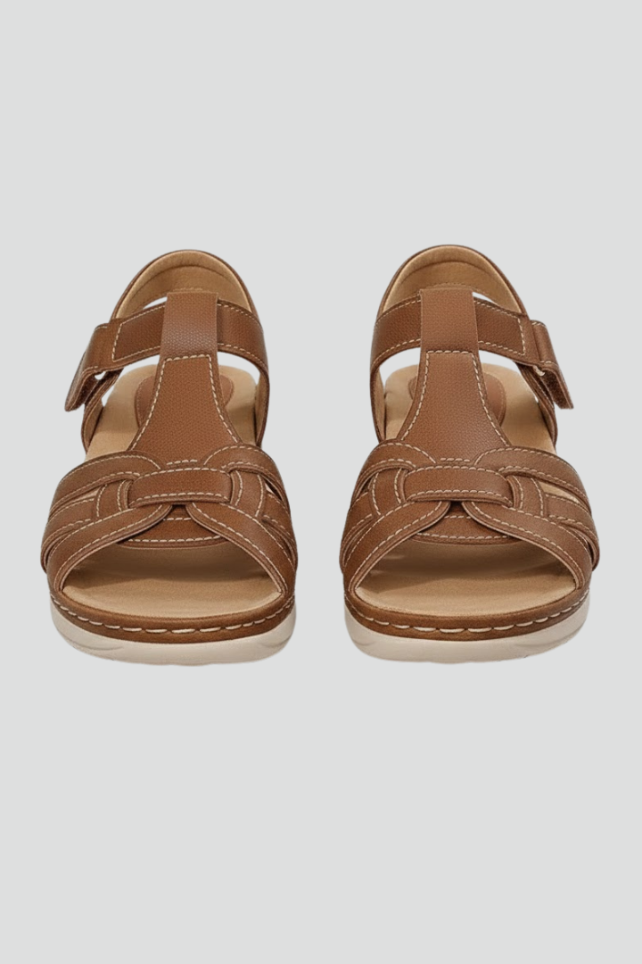 Comfortable Orthopedic Sandals for Women with Woven Velcro Strap Platform Open Toe Cushioned Casual Style