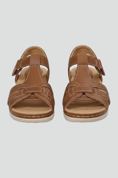 Comfortable Orthopedic Sandals for Women with Woven Velcro Strap Platform Open Toe Cushioned Casual Style