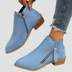 Effortless Booties for Women with Pointed Toe Side Zip Block Heel Ankle Boot Style