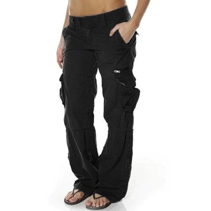 Effortless Wide Leg Cargo Pants for Women with Low Rise Belted Multi Pocket Relaxed Style