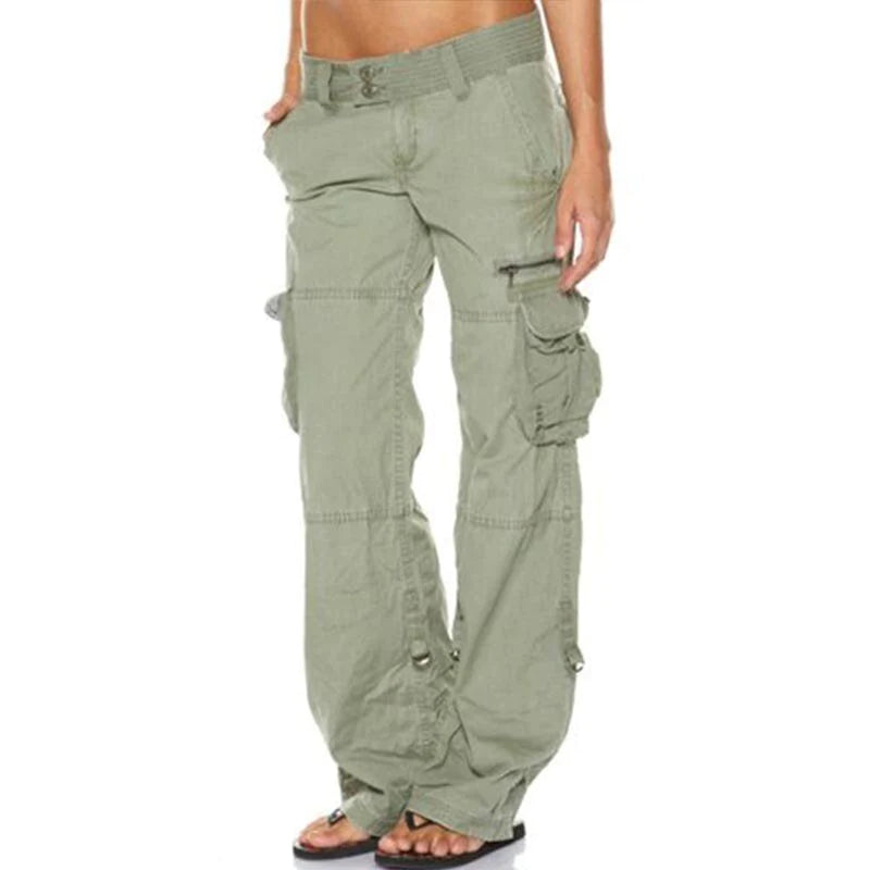 Effortless Wide Leg Cargo Pants for Women with Low Rise Belted Multi Pocket Relaxed Style