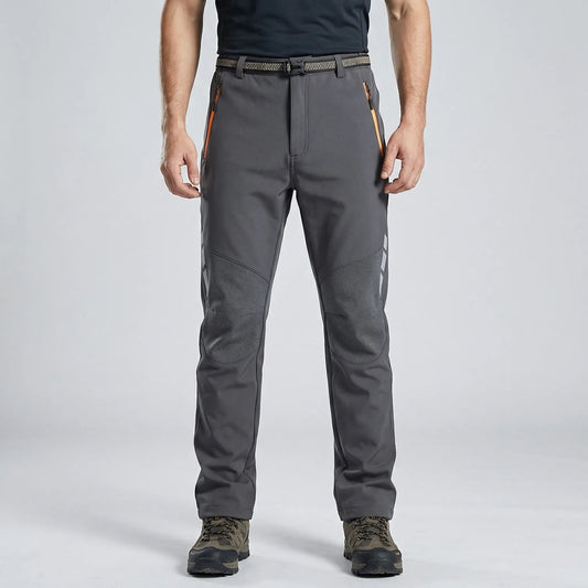 Warm Hiking Pants for Men with Zip Pocket Softshell Fleece Lined Reinforced Knee Outdoor Style