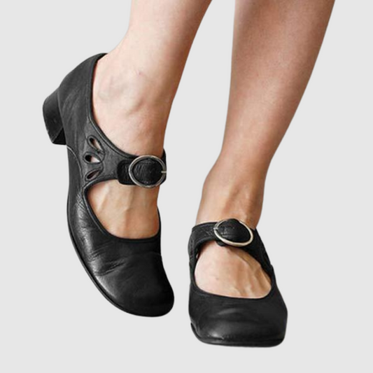 Comfortable Mary Jane Shoes for Women with Buckle Strap Round Toe Block Heel Style
