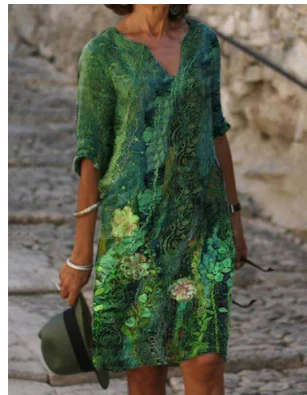 Petra | Effortless Green Sundress for Women in Casual Printed Style