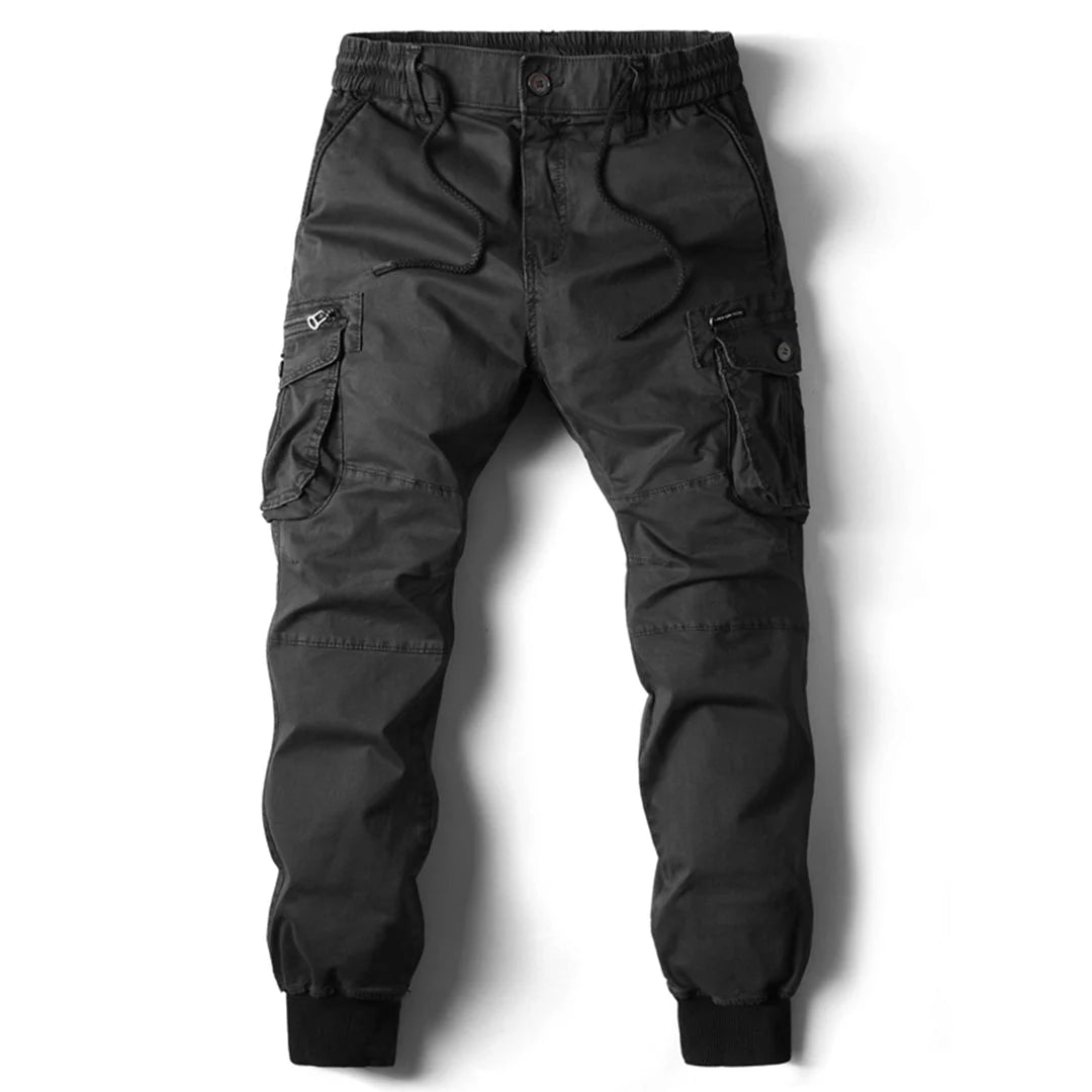 Stylish Cargo Joggers for Men with Tapered Fit Multi Pocket Drawstring Cuffed Tactical Style