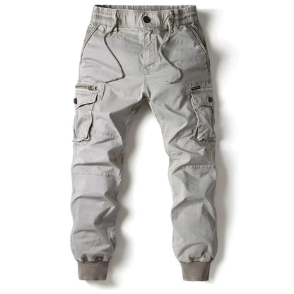Stylish Cargo Joggers for Men with Tapered Fit Multi Pocket Drawstring Cuffed Tactical Style
