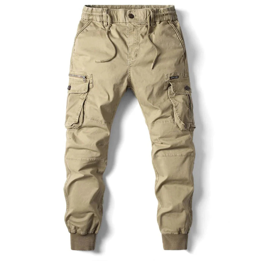 Stylish Cargo Joggers for Men with Tapered Fit Multi Pocket Drawstring Cuffed Tactical Style