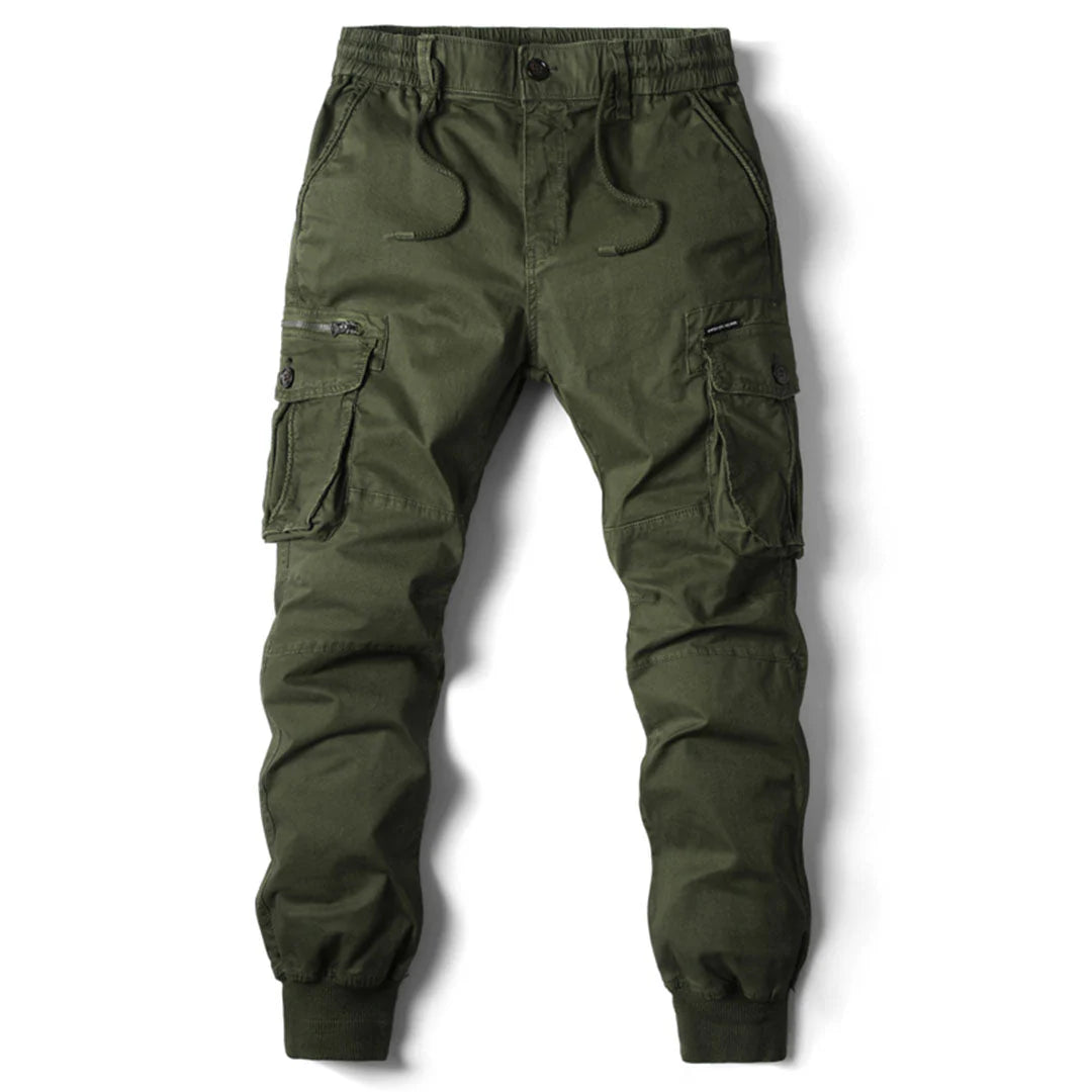 Stylish Cargo Joggers for Men with Tapered Fit Multi Pocket Drawstring Cuffed Tactical Style