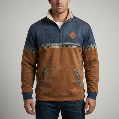 Cozy Sweater Fleece for Men with Mock Neck Long Sleeve Quarter Zip Fleece Lined Casual Style