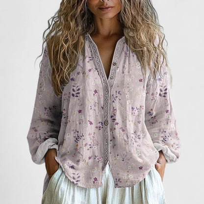 Effortless Floral Print Blouses for Women with Zip Front Long Sleeve Lightweight Style