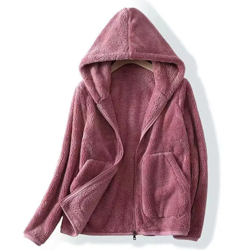 Comfortable Sherpa Fleece Hoodie for Women with Hooded Long Sleeve Zip Front Relaxed Oversized Style