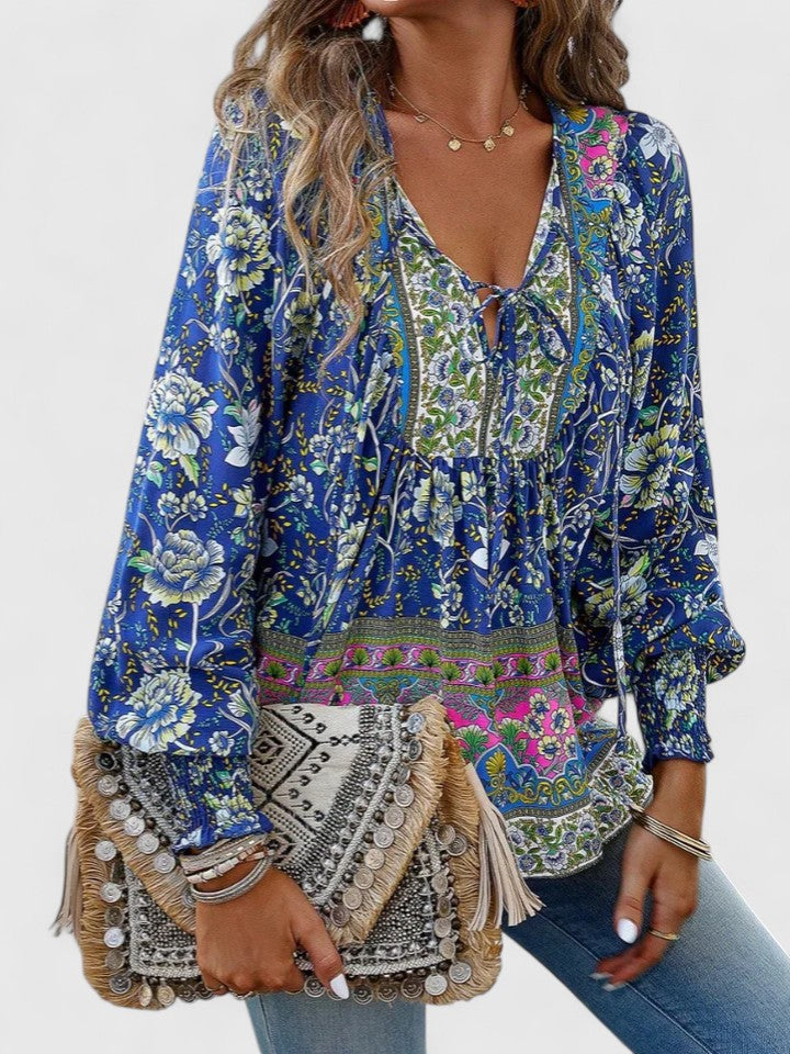 Ivy | Dreamy Floral Long Sleeve Boho Peasant Top