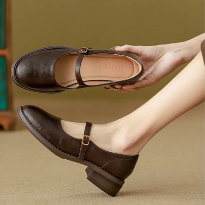 Comfortable Mary Jane Shoes for Women with Buckle Strap Round Toe Flat Style