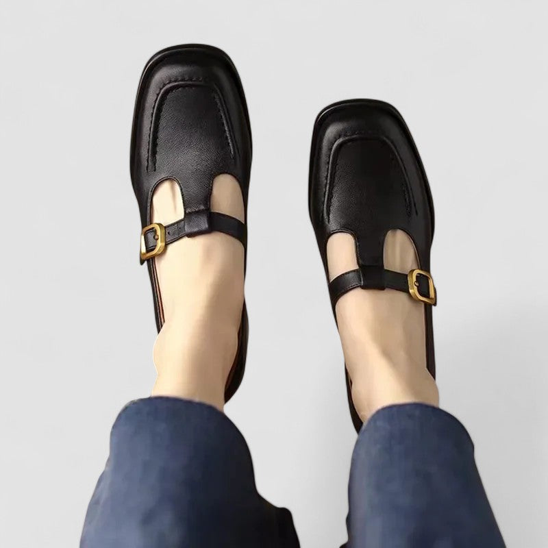 Stylish Mary Jane Shoes for Women with Buckle Strap Square Toe Flat Style