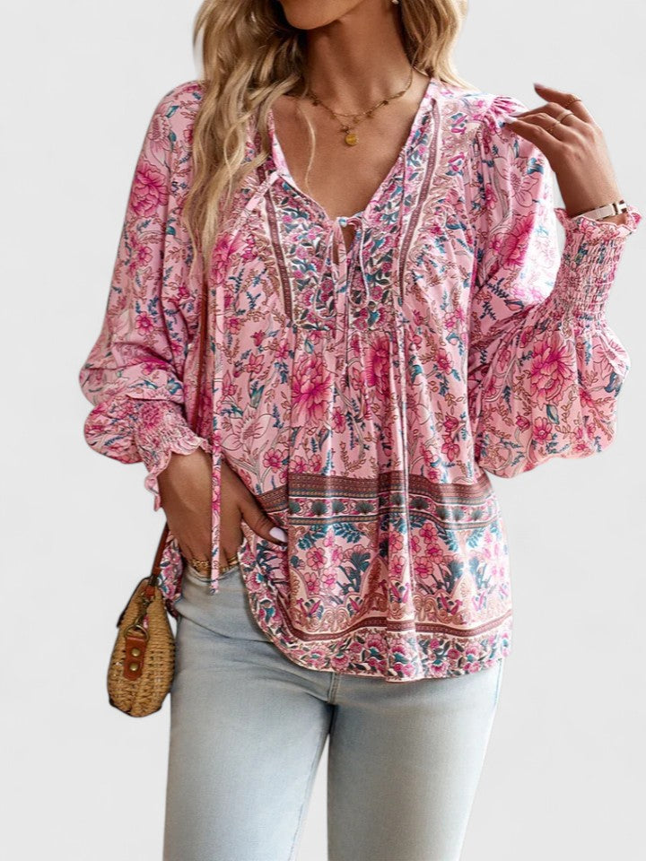 Ivy | Dreamy Floral Long Sleeve Boho Peasant Top