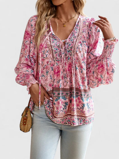 Ivy | Dreamy Floral Long Sleeve Boho Peasant Top