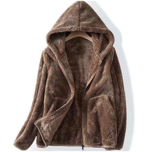 Comfortable Sherpa Fleece Hoodie for Women with Hooded Long Sleeve Zip Front Relaxed Oversized Style