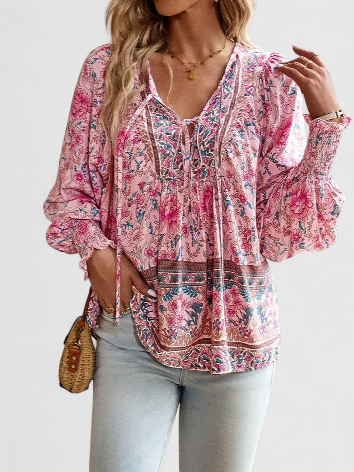 Ivy | Dreamy Floral Long Sleeve Boho Peasant Top