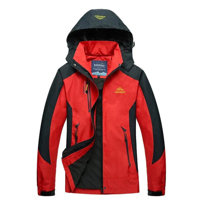 Stylish Ski Jacket for Women with Hooded Collar Long Sleeve Zip Up Colorblock Outdoor Style