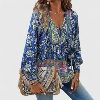 Ivy | Dreamy Floral Long Sleeve Boho Peasant Top