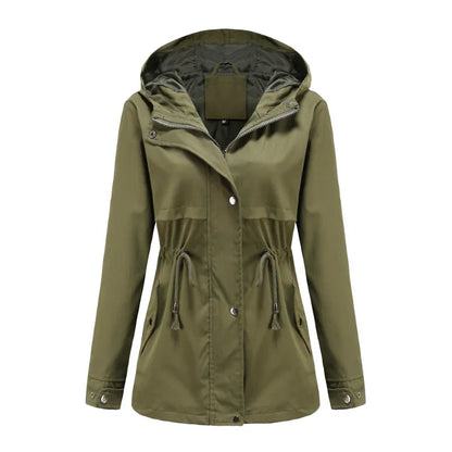 Effortless Anorak Rain Jacket for Women with Hooded Long Sleeve Drawstring Waist Casual Style