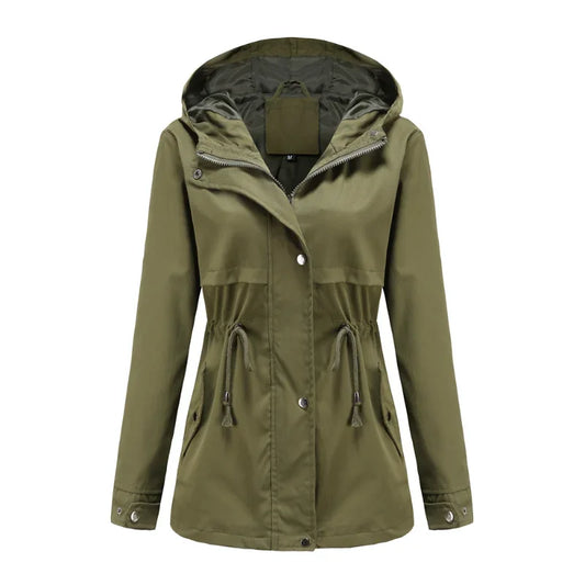 Effortless Anorak Rain Jacket for Women with Hooded Long Sleeve Drawstring Waist Casual Style