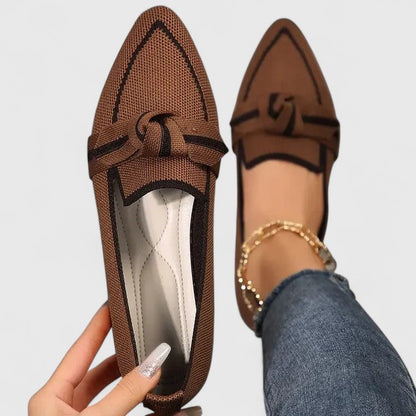 Stylish Loafers for Women with Bow Detail Pointed Toe Slip On Flat Style