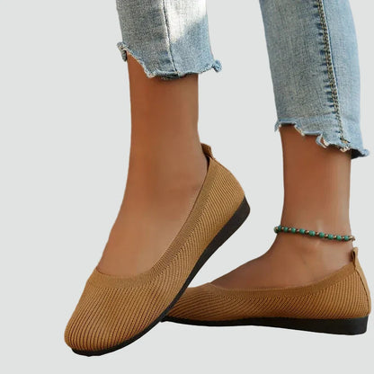 Comfortable Ballet Flats for Women with Round Toe Knit Slip On Soft Orthopedic Style