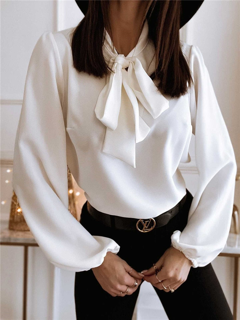 Sarah | Women’s Bow Neck Long Sleeve Blouse