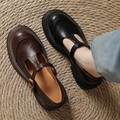 Comfortable Mary Jane Shoes for Women with Buckle Strap Round Toe Chunky Sole