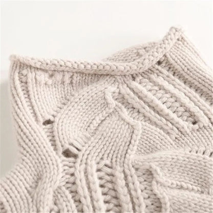 Comfortable Cable Knit Sweater for Women with High Neck Long Sleeve Relaxed Oversized Style
