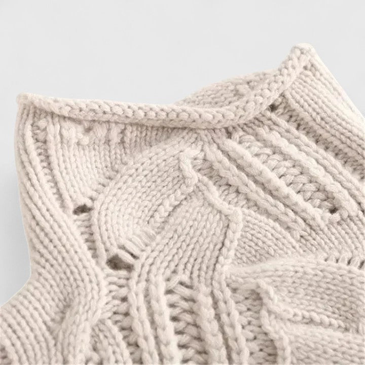 Comfortable Cable Knit Sweatshirt for Women with Turtleneck Long Sleeve Oversized Relaxed Style