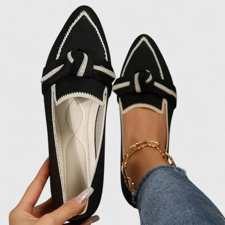 Stylish Loafers for Women with Bow Detail Pointed Toe Slip On Flat Style