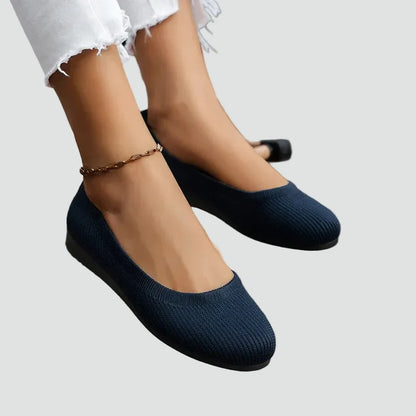 Comfortable Ballet Flats for Women with Round Toe Knit Slip On Soft Orthopedic Style