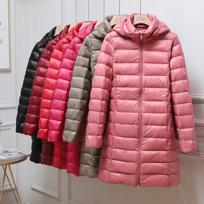 Effortless Quilted Puffer Jacket for Women with Hooded Long Sleeve Zip Front Longline Casual Style