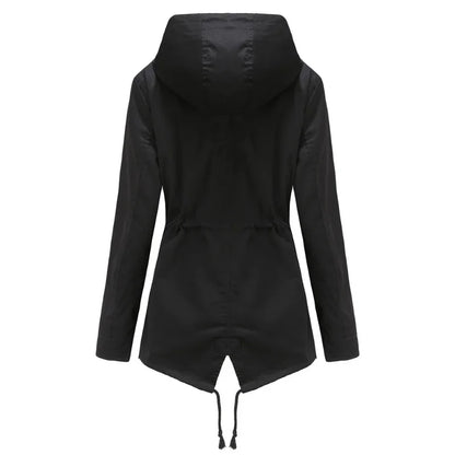 Effortless Anorak Rain Jacket for Women with Hooded Long Sleeve Drawstring Waist Casual Style