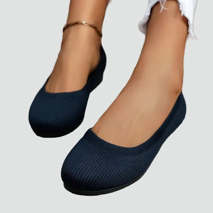 Comfortable Ballet Flats for Women with Round Toe Knit Slip On Soft Orthopedic Style