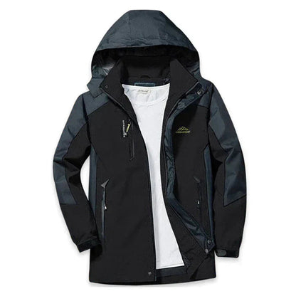 Stylish Ski Jacket for Women with Hooded Collar Long Sleeve Zip Up Colorblock Outdoor Style