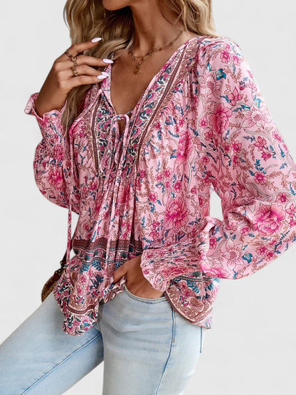 Ivy | Dreamy Floral Long Sleeve Boho Peasant Top