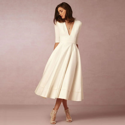 Nicole | Women Ivoire Midi Dress Fitted Elegant Cut
