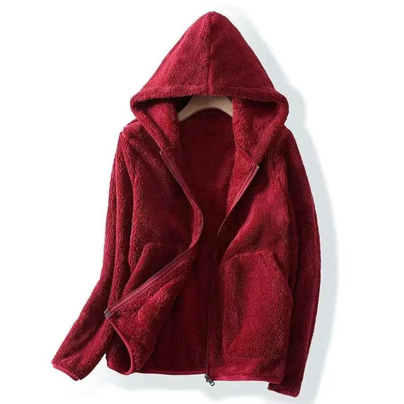 Comfortable Sherpa Fleece Hoodie for Women with Hooded Long Sleeve Zip Front Relaxed Oversized Style