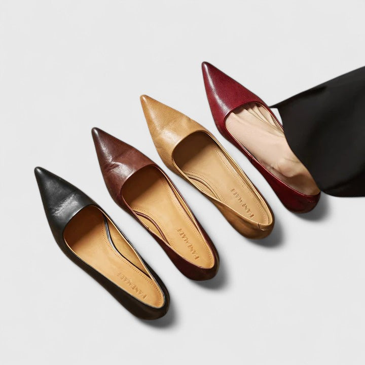 Elegant Kitten Heels for Women with Pointed Toe Slip On Leather Pump Style