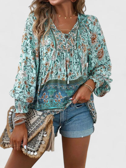 Ivy | Dreamy Floral Long Sleeve Boho Peasant Top