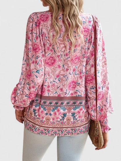 Ivy | Dreamy Floral Long Sleeve Boho Peasant Top