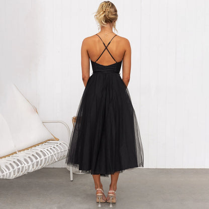Elegant Autumn Wedding Guest Dress for Women with Sweetheart Neckline Corset Bodice Tulle Tea Length Style