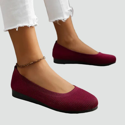 Comfortable Ballet Flats for Women with Round Toe Knit Slip On Soft Orthopedic Style